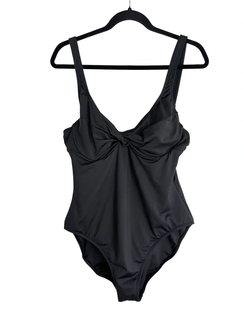 LEILANI Black One Piece Swimsuit Sz 14 Underwire Tummy Control Adjustable Straps